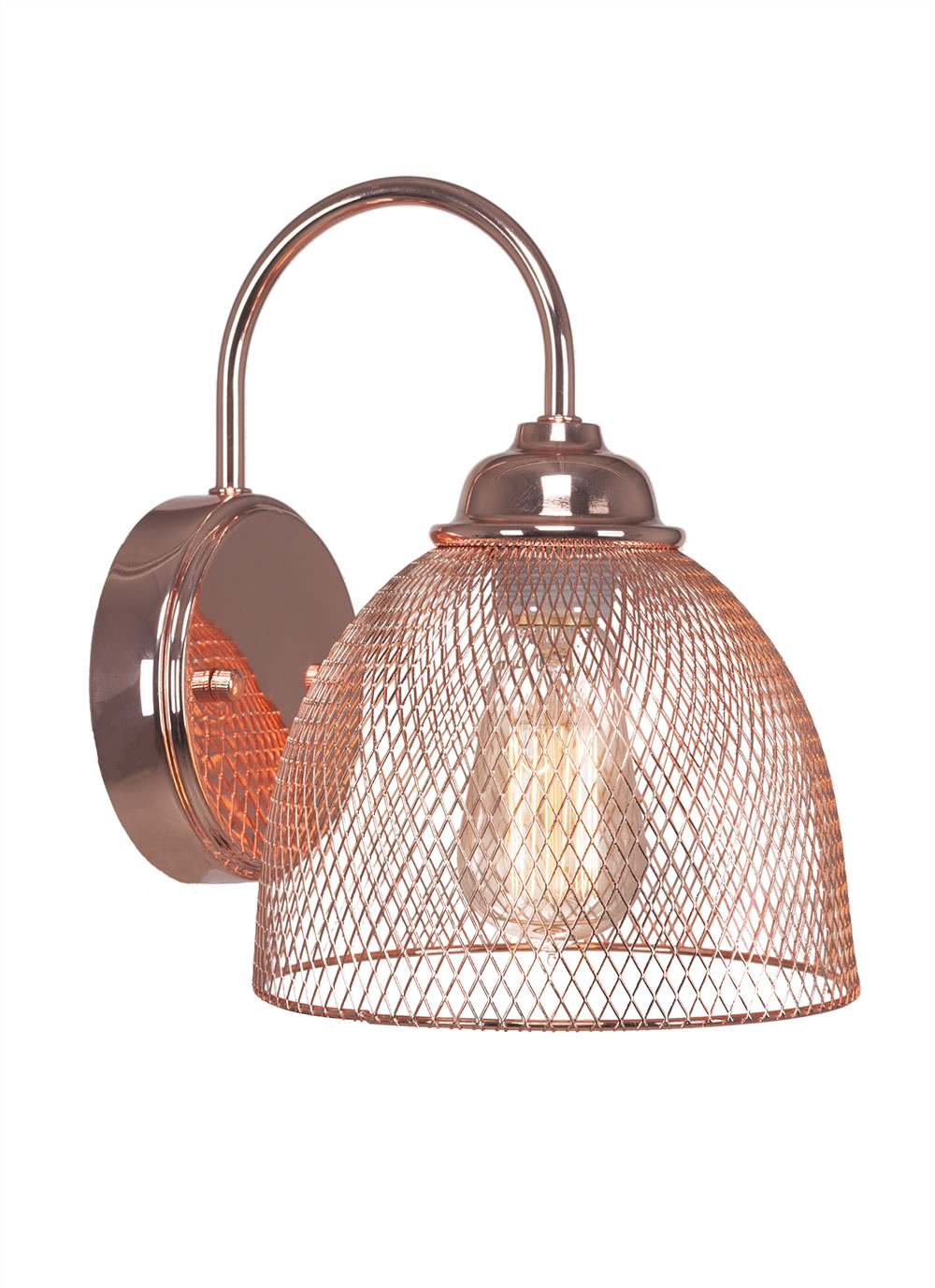 Plexus 1 Light Wall Sconce in Copper Finish With Amber Antique Bulb