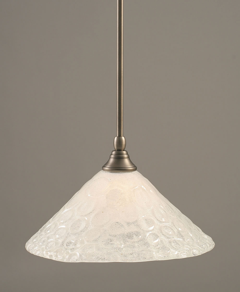 Stem Mini Pendant With Hang Straight Swivel Shown In Brushed Nickel Finish With 12" Italian Bubble Glass