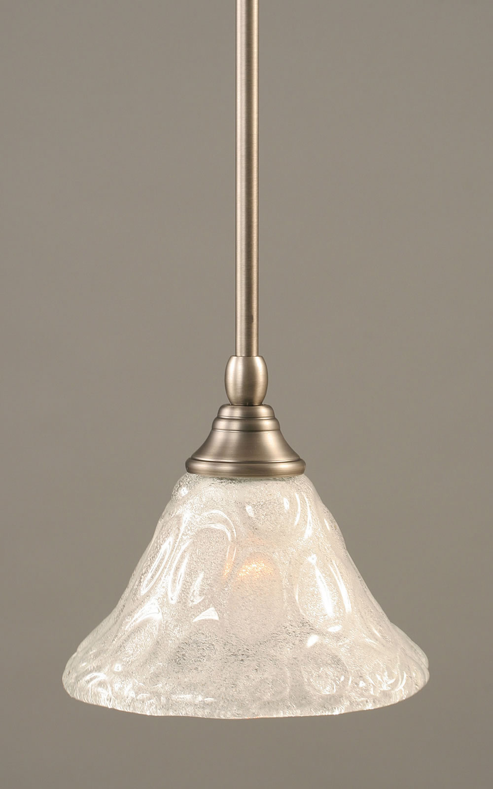Stem Mini Pendant With Hang Straight Swivel Shown In Brushed Nickel Finish With 7" Italian Bubble Glass