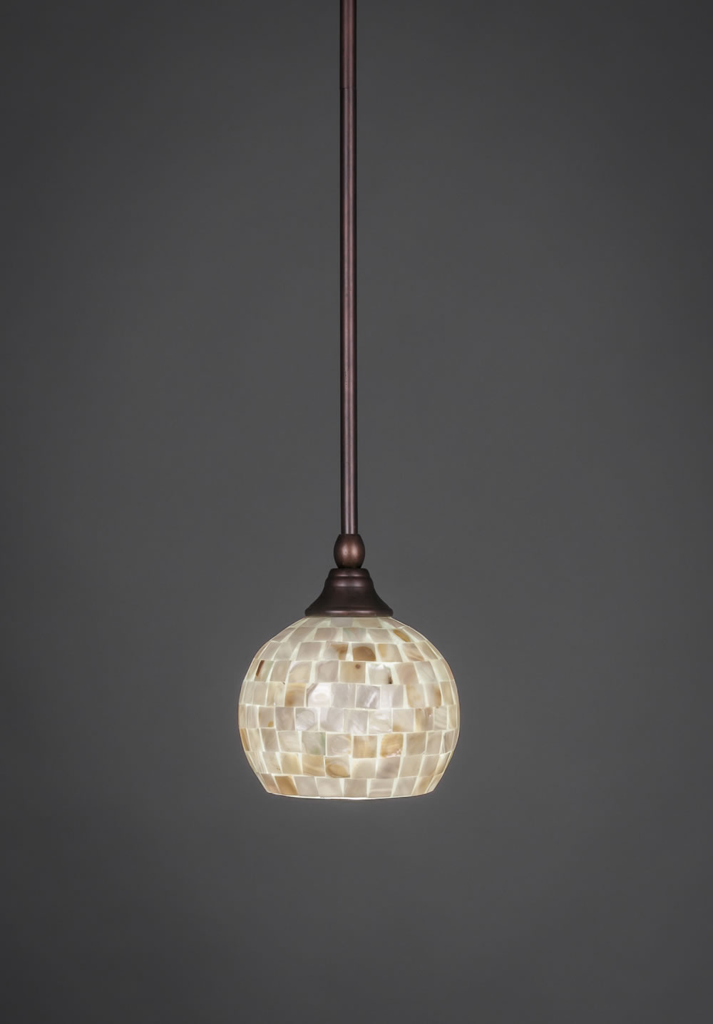 Stem Mini Pendant With Hang Straight Swivel Shown In Bronze Finish With 6" Mystical Seashell Glass