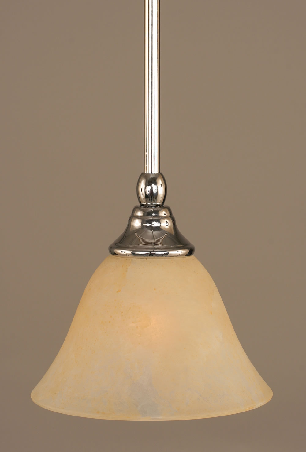 Stem Mini Pendant With Hang Straight Swivel Shown In Chrome Finish With 7" Amber Marble Glass "