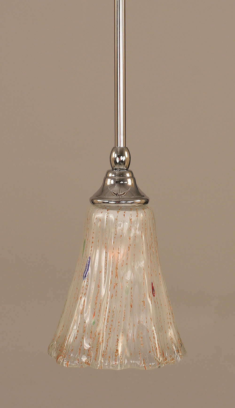Stem Mini Pendant With Hang Straight Swivel Shown In Chrome Finish With 5.5" Fluted Frosted Crystal Glass