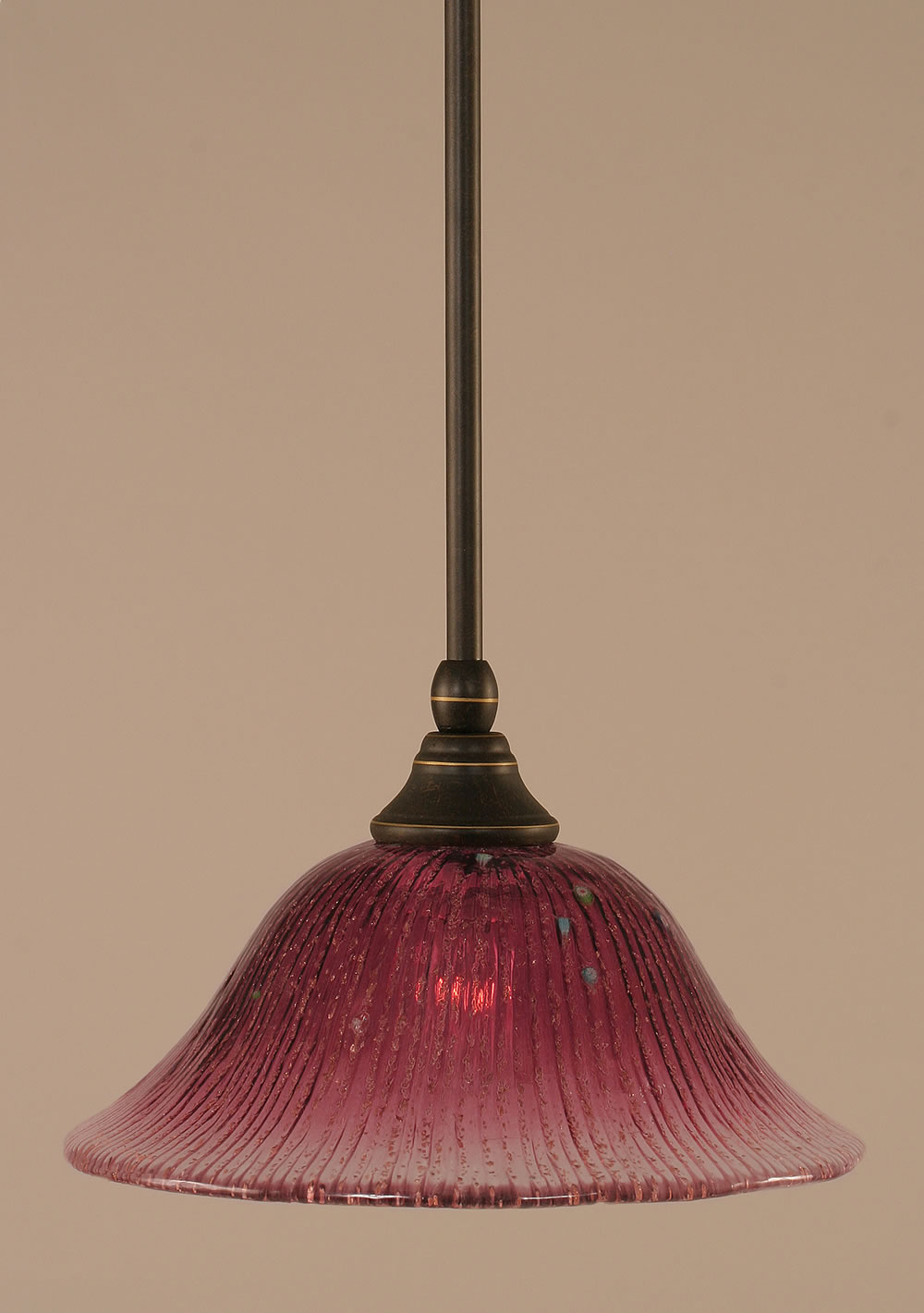 Stem Mini Pendant With Hang Straight Swivel Shown In Dark Granite Finish With 10" Wine Crystal Glass