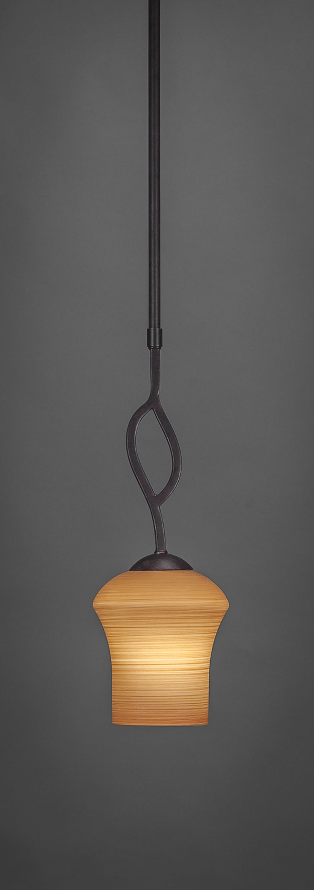 Revo 1 Light Mini Pendant Shown In Dark Granite Finish With 5.5 Zilo Cayenne Linen Glass