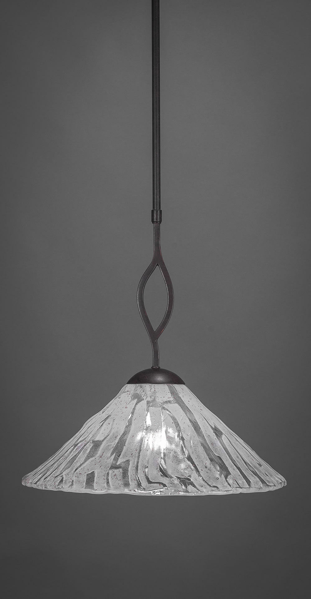 Revo Pendant Shown In Dark Granite Finish With 16 Italian Ice Glass