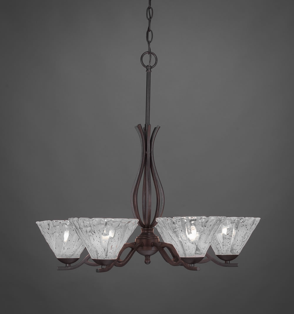 Revo 6 Light Chandelier Shown In Dark Granite Finish With 7 Italian Ice Glass