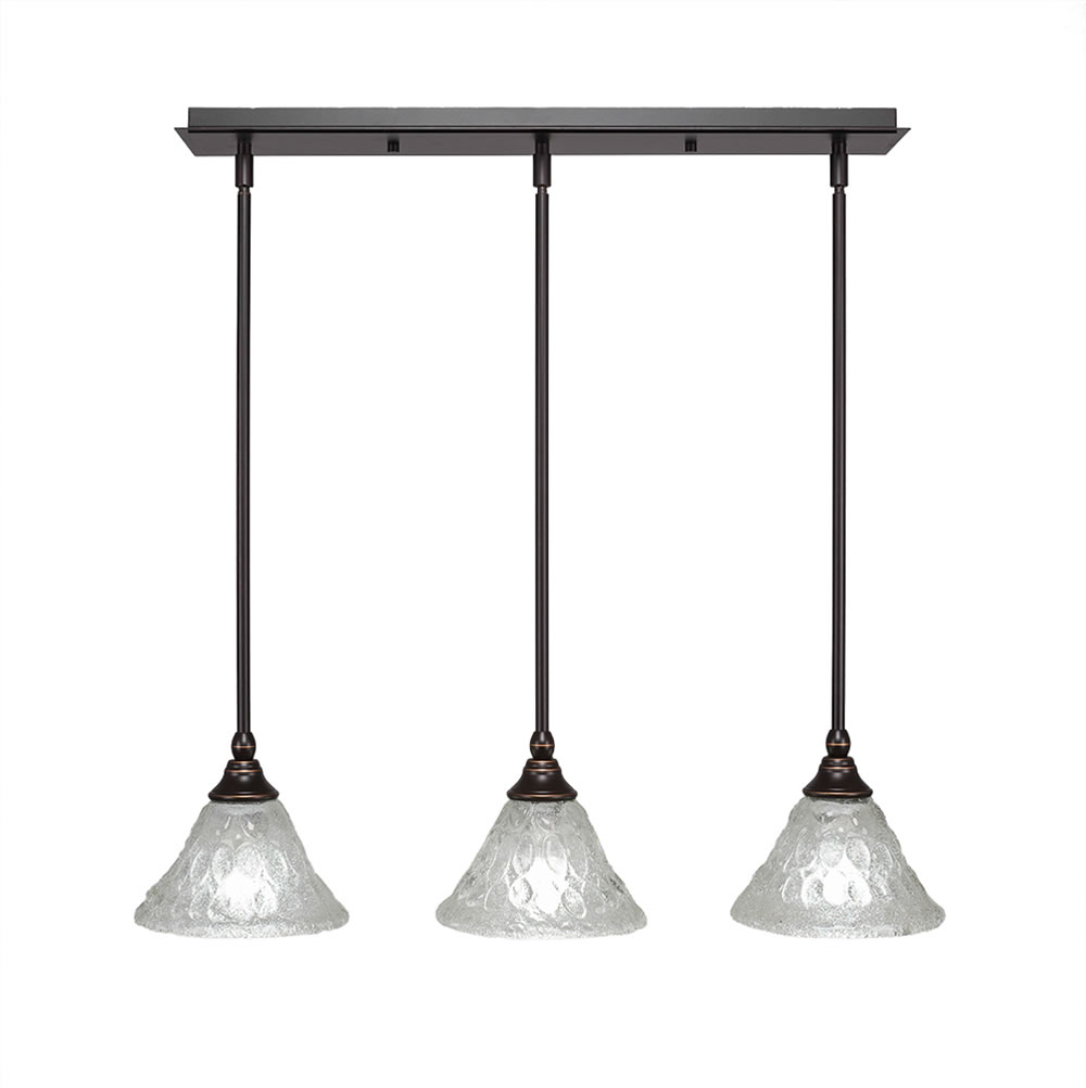 3 Light Multi Light Mini Pendant With Hang Straight Swivels Shown In Dark Granite Finish With 7" Italian Bubble Glass