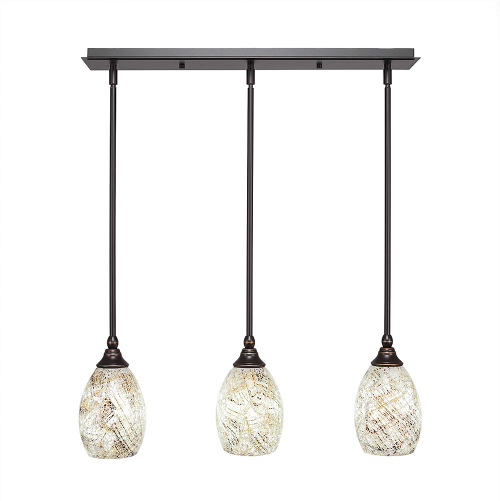 3 Light Multi Light Mini Pendant With Hang Straight Swivels Shown In Dark Granite Finish With 5" Natural Fusion Glass
