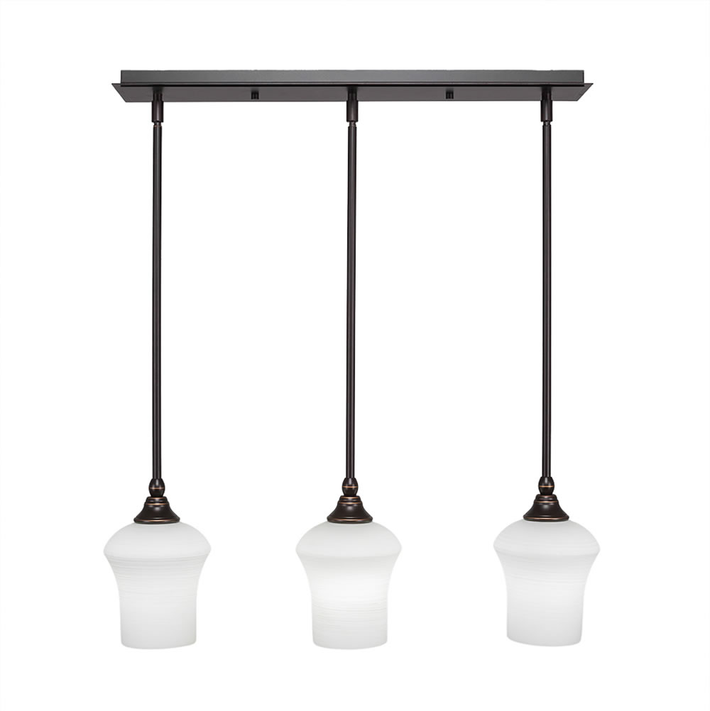 3 Light Multi Light Mini Pendant With Hang Straight Swivels Shown In Dark Granite Finish With 5.5" Zilo White Linen Glass
