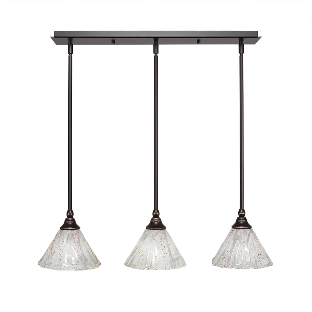 3 Light Multi Light Mini Pendant With Hang Straight Swivels Shown In Dark Granite Finish With 7" Italian Ice Glass