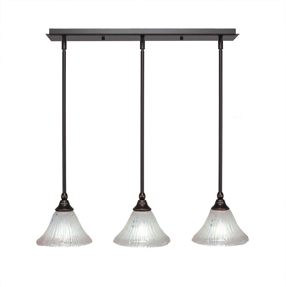 3 Light Multi Light Mini Pendant With Hang Straight Swivels Shown In Dark Granite Finish With 7" Frosted Crystal Glass