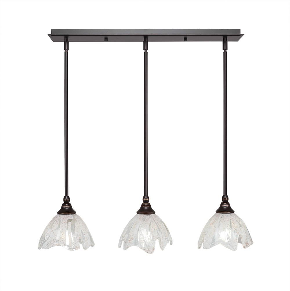 3 Light Multi Light Mini Pendant With Hang Straight Swivels Shown In Dark Granite Finish With 7" Italian Ice Glass