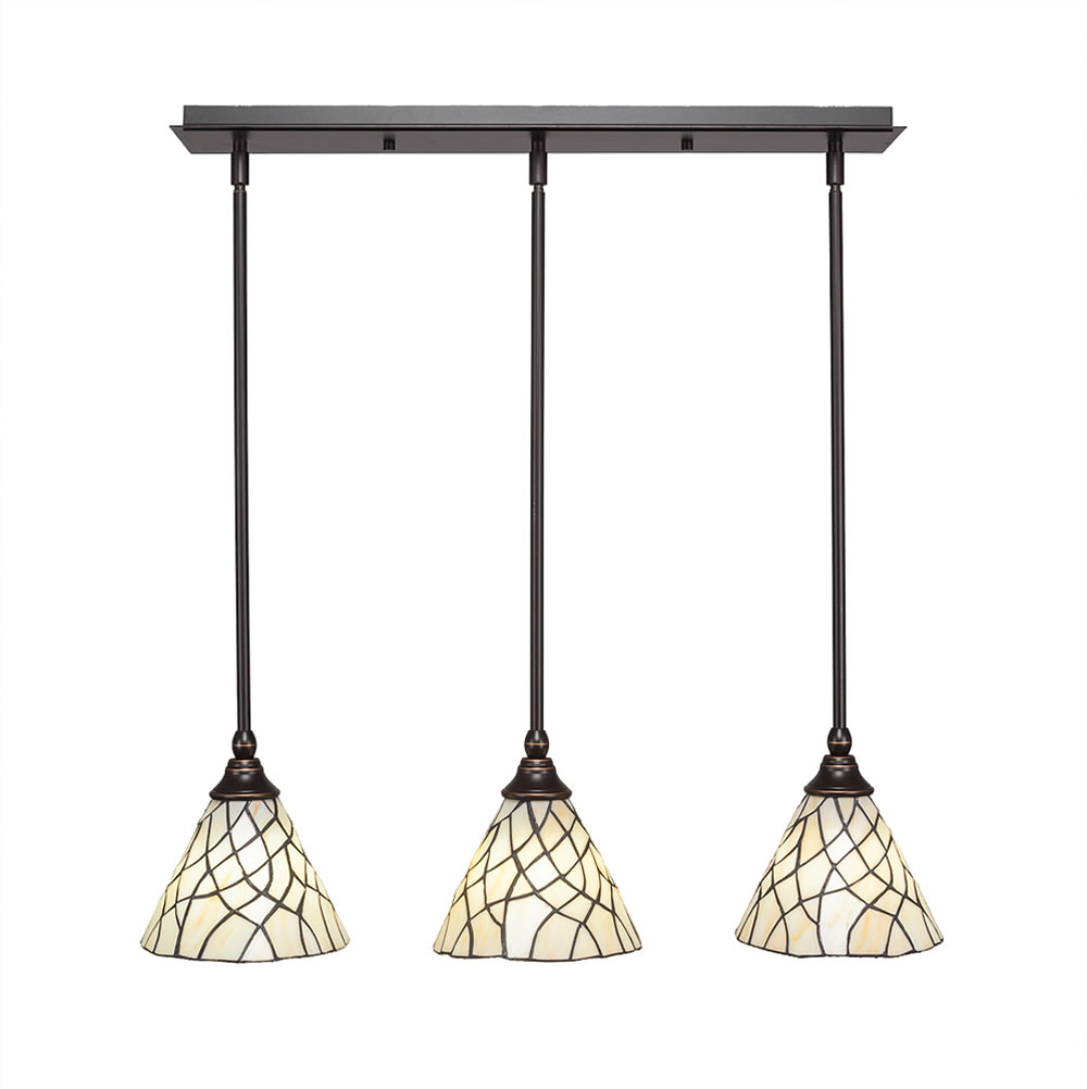 3 Light Multi Light Mini Pendant With Hang Straight Swivels Shown In Dark Granite Finish With 7" Sandhill Tiffany Glass