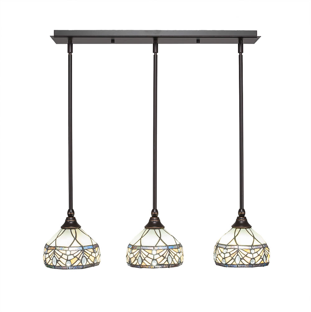 3 Light Multi Light Mini Pendant With Hang Straight Swivels Shown In Dark Granite Finish With 7" Royal Merlot Tiffany Glass