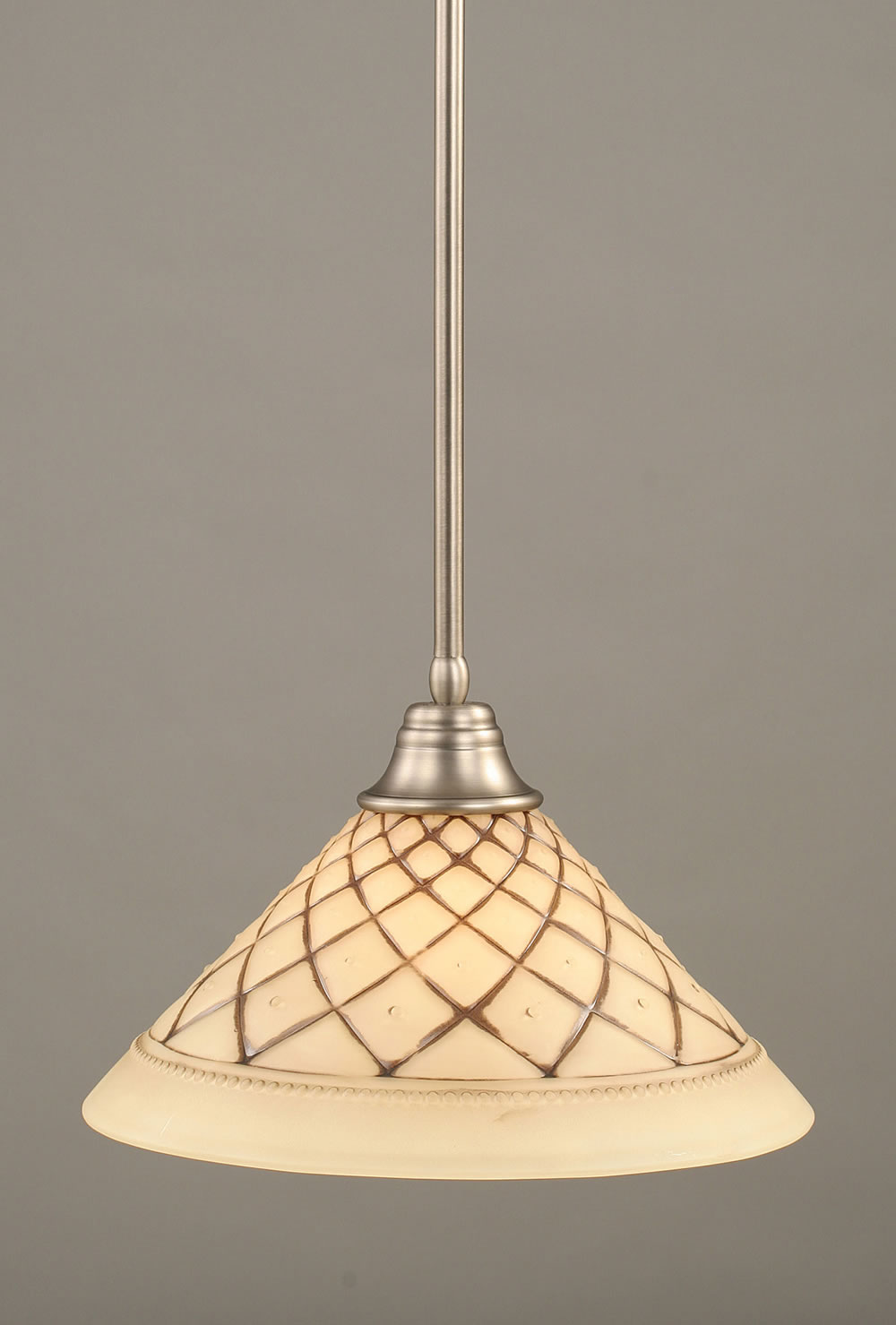 Stem Pendant With Hang Straight Swivel Shown In Brushed Nickel Finish With 16" Chocolate Icing Glass