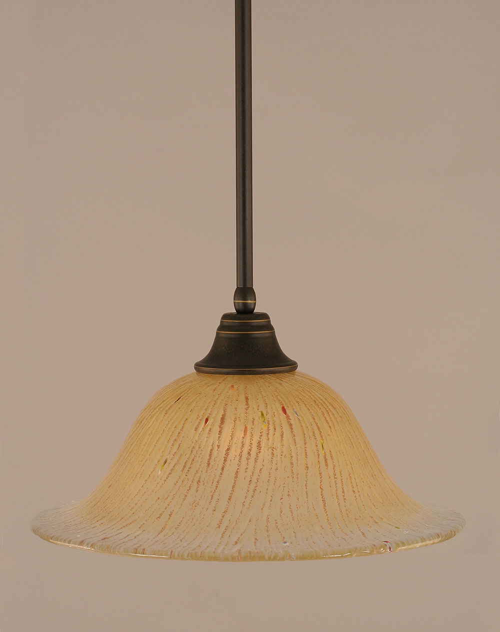 Stem Pendant With Hang Straight Swivel Shown In Dark Granite Finish With 17" Amber Crystal Glass