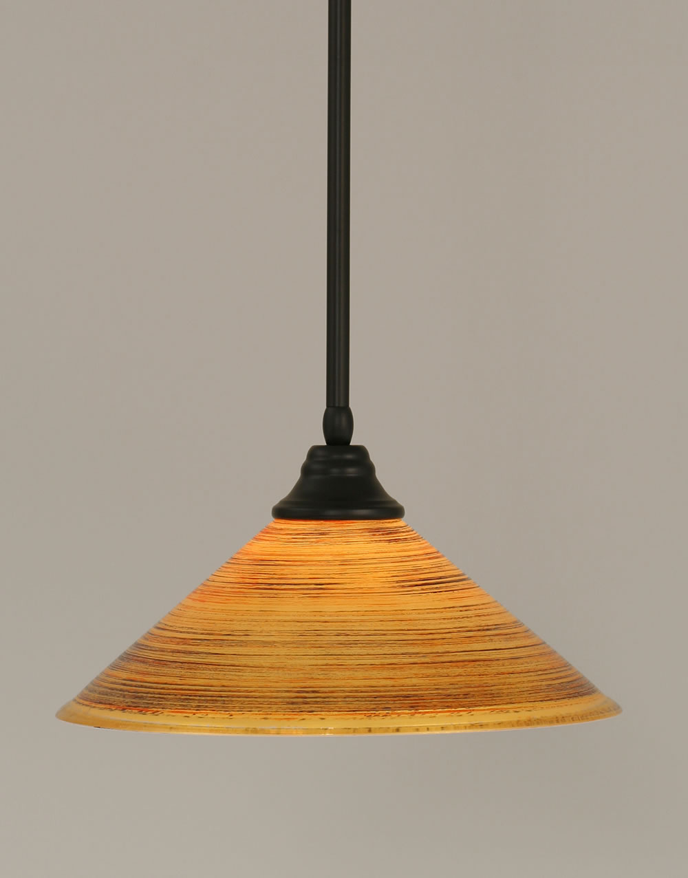 Stem Pendant With Hang Straight Swivel Shown In Matte Black Finish With 16" Firré Saturn Glass