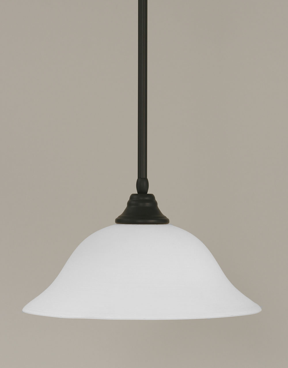 Stem Pendant With Hang Straight Swivel Shown In Matte Black Finish With 16" White Linen Glass