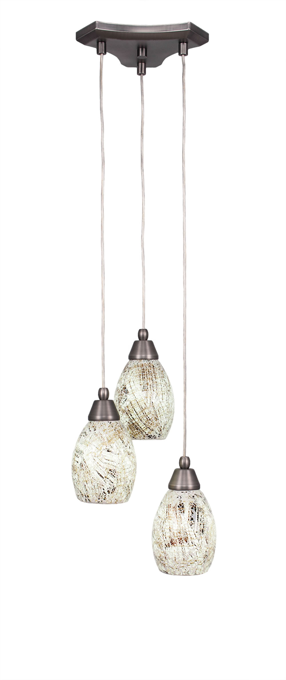 Europa 3 Light Multi Light Mini Pendant Shown In Brushed Nickel Finish With 5" Natural Fusion Glass