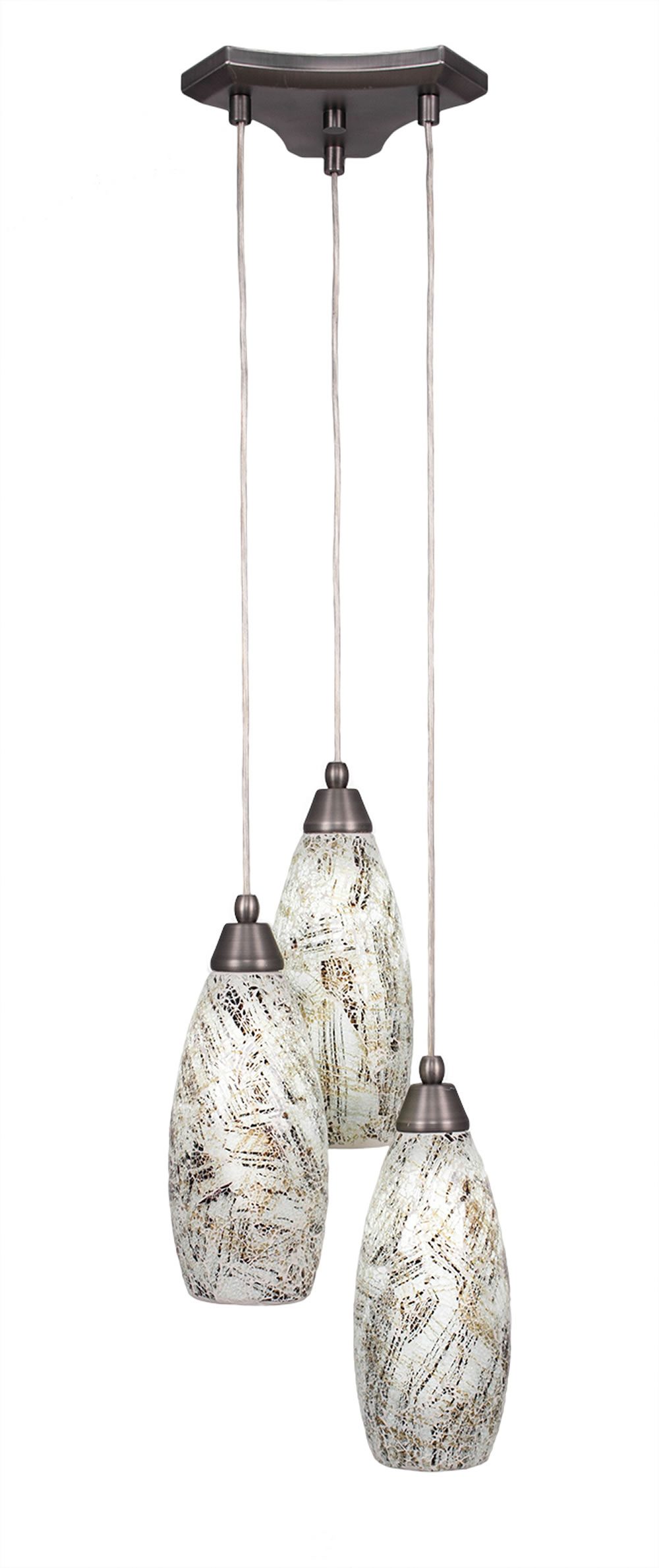 Europa 3 Light Multi Light Mini Pendant Shown In Brushed Nickel Finish With 5.5" Natural Fusion Glass
