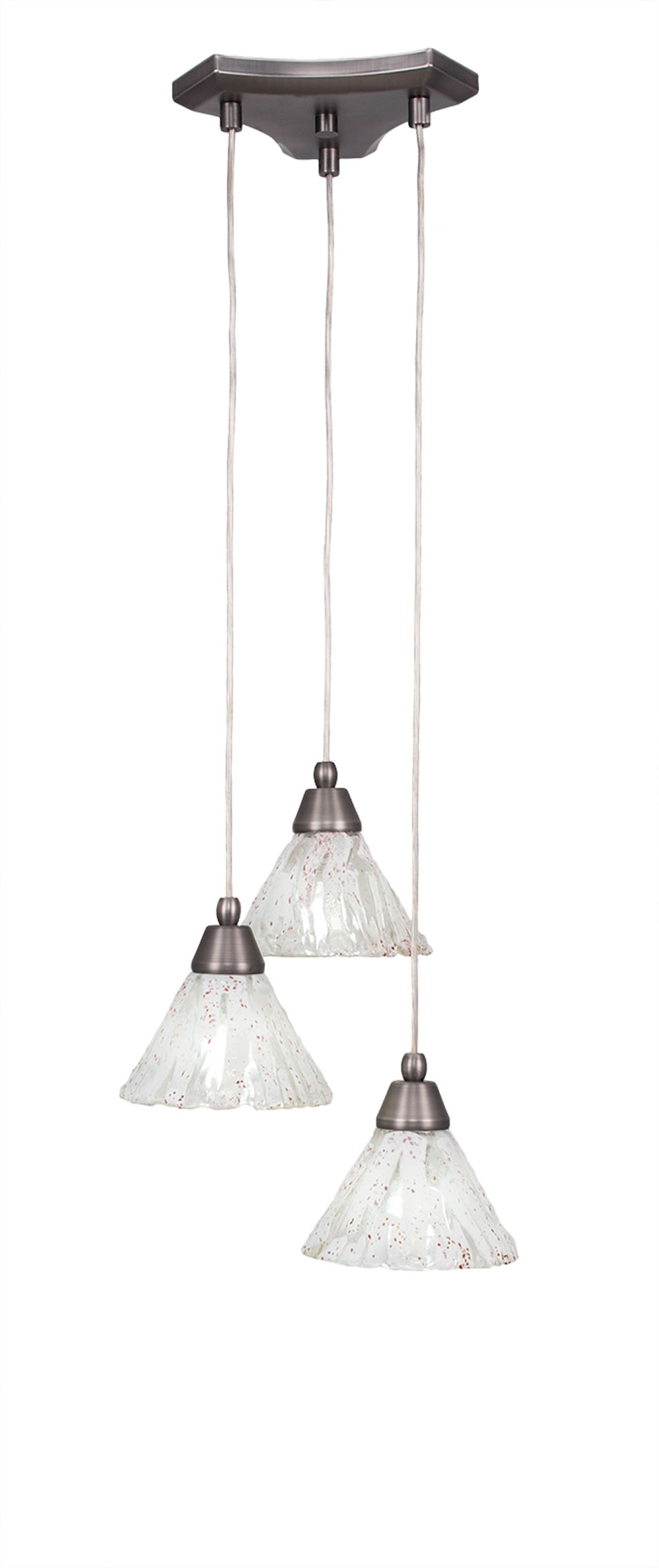 Europa 3 Light Multi Light Mini Pendant Shown In Brushed Nickel Finish With 7" Italian Ice Glass