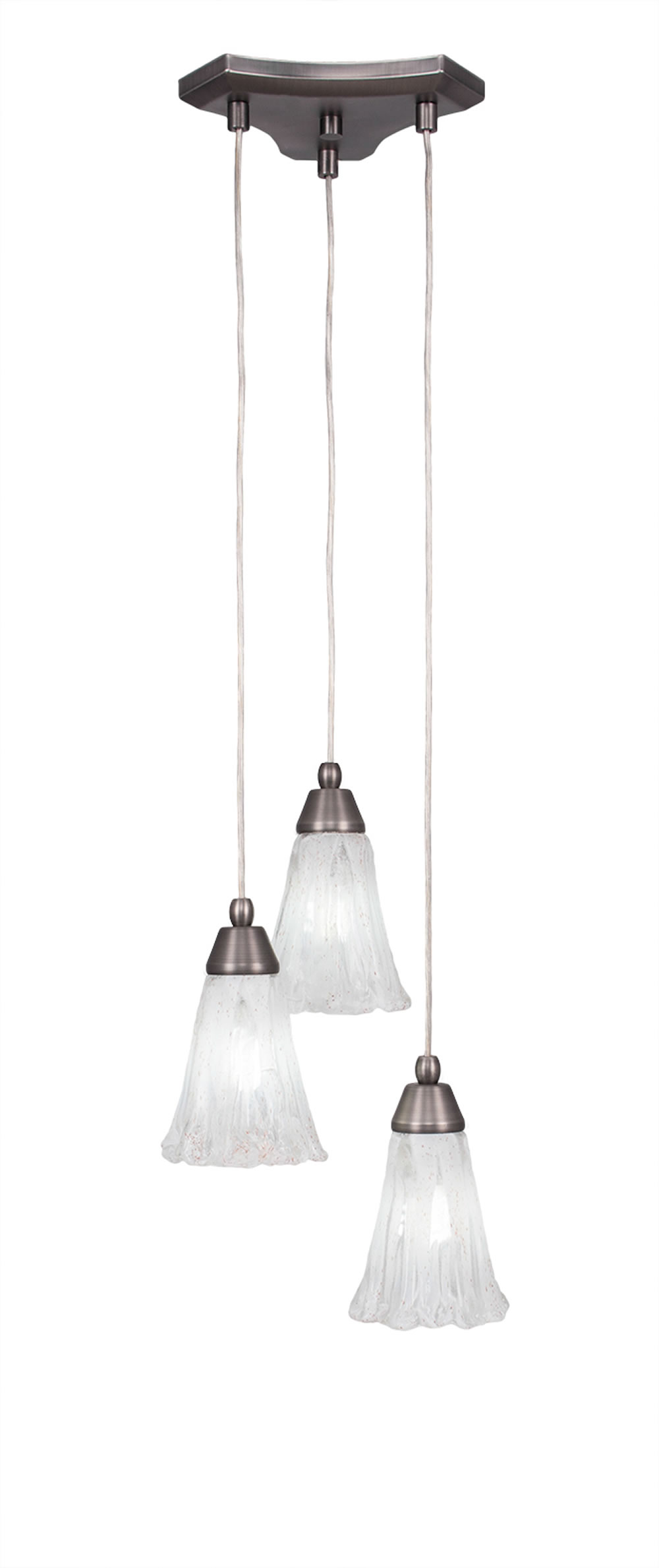 Europa 3 Light Multi Light Mini Pendant Shown In Brushed Nickel Finish With 5.5" Fluted Italian Ice Glass