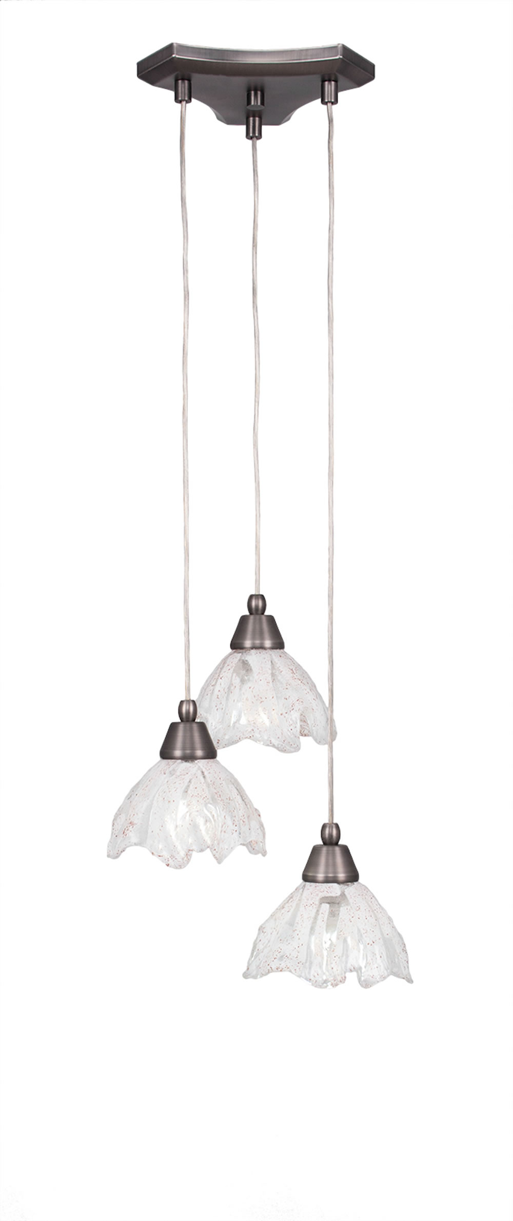 Europa 3 Light Multi Light Mini Pendant Shown In Brushed Nickel Finish With 7" Italian Ice Glass