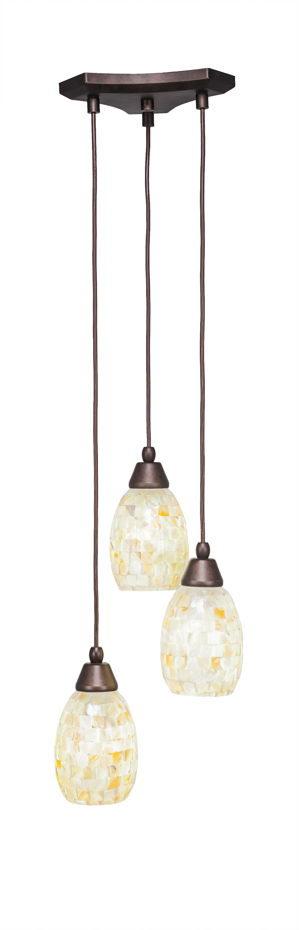 Europa 3 Light Multi Light Mini Pendant Shown In Bronze Finish With 5" Ivory Glaze Seashell Glass