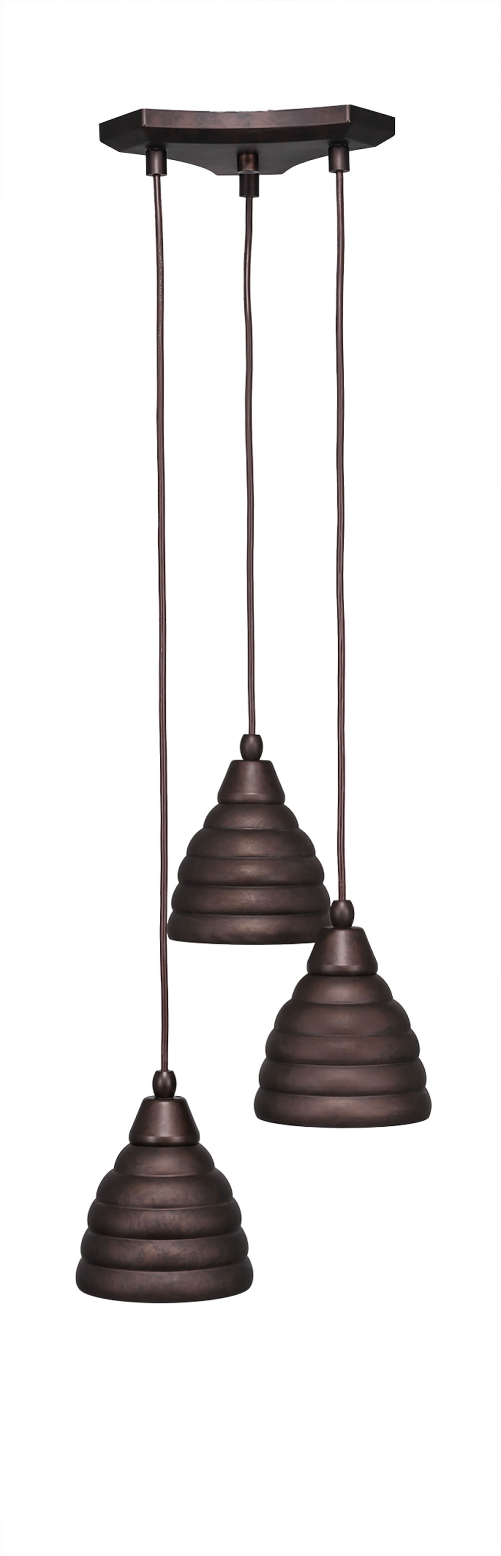 Europa 3 Light Multi Light Mini Pendant Shown In Bronze Finish With 6" Bronze Beehive Metal Shade