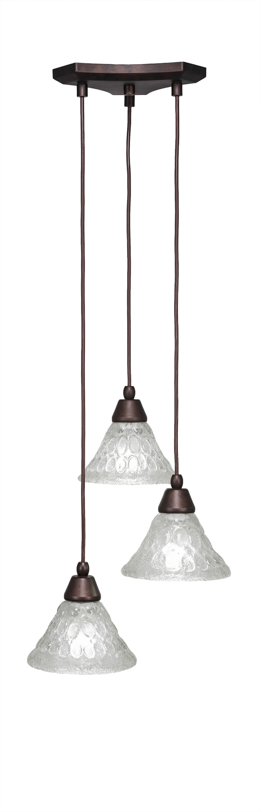 Europa 3 Light Multi Light Mini Pendant Shown In Bronze Finish With 7" Italian Bubble Glass