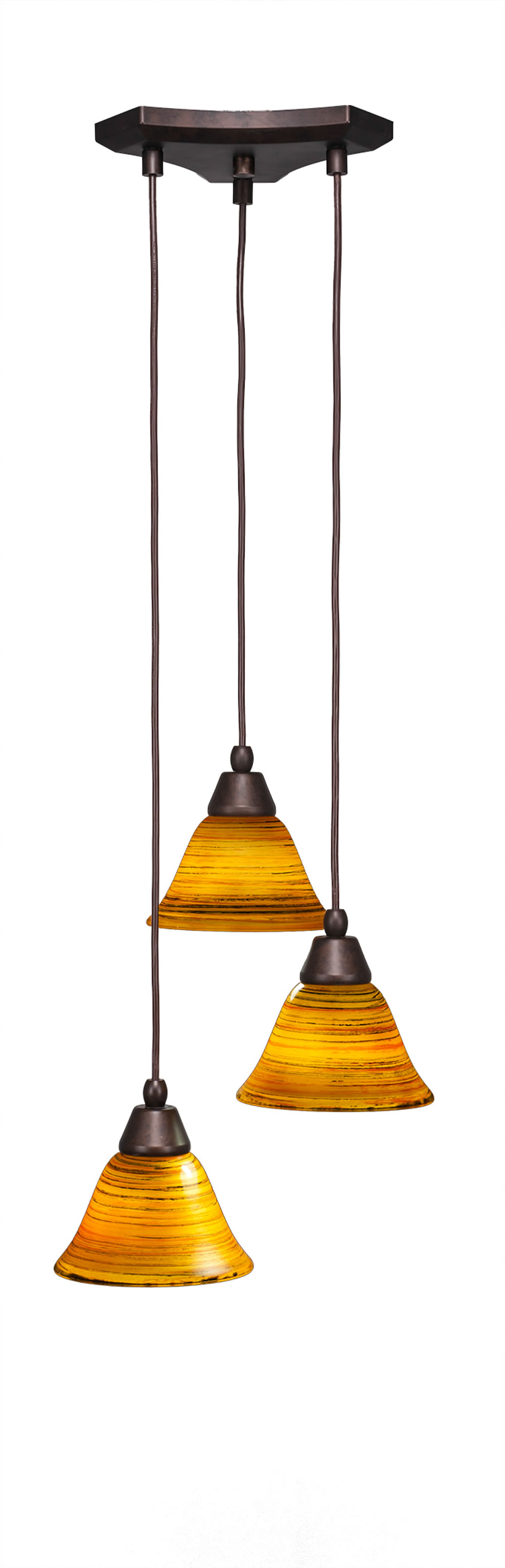 Europa 3 Light Multi Light Mini Pendant Shown In Bronze Finish With 7" Firré Saturn Glass