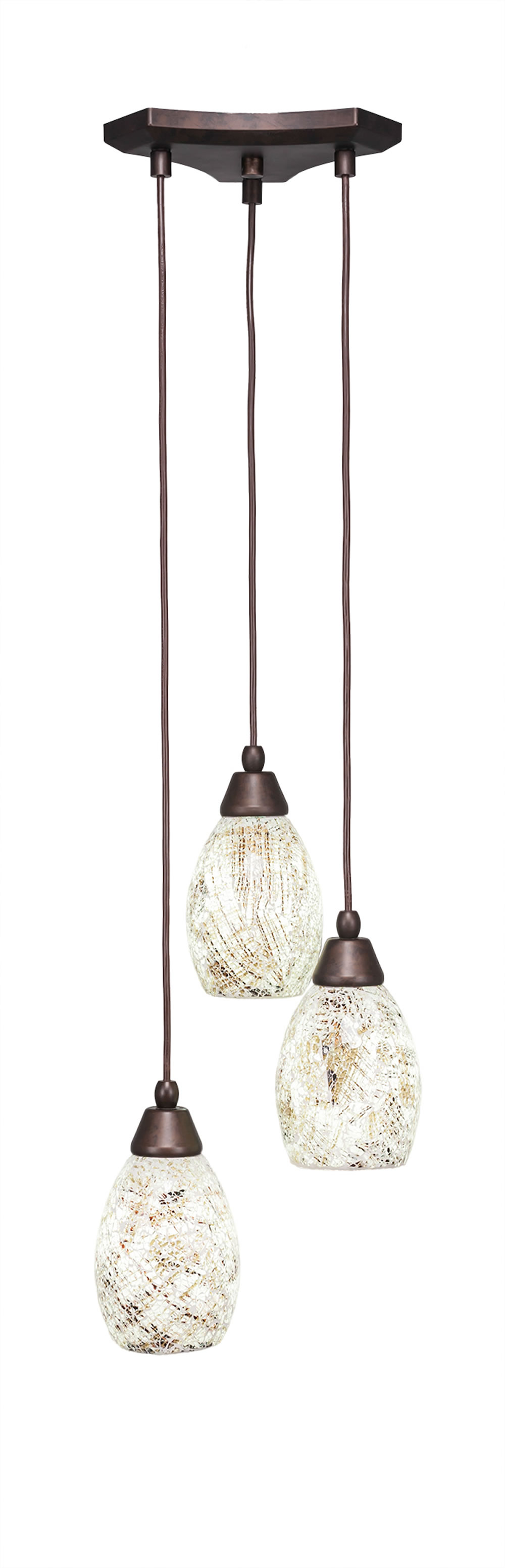 Europa 3 Light Multi Light Mini Pendant Shown In Bronze Finish With 5" Natural Fusion Glass
