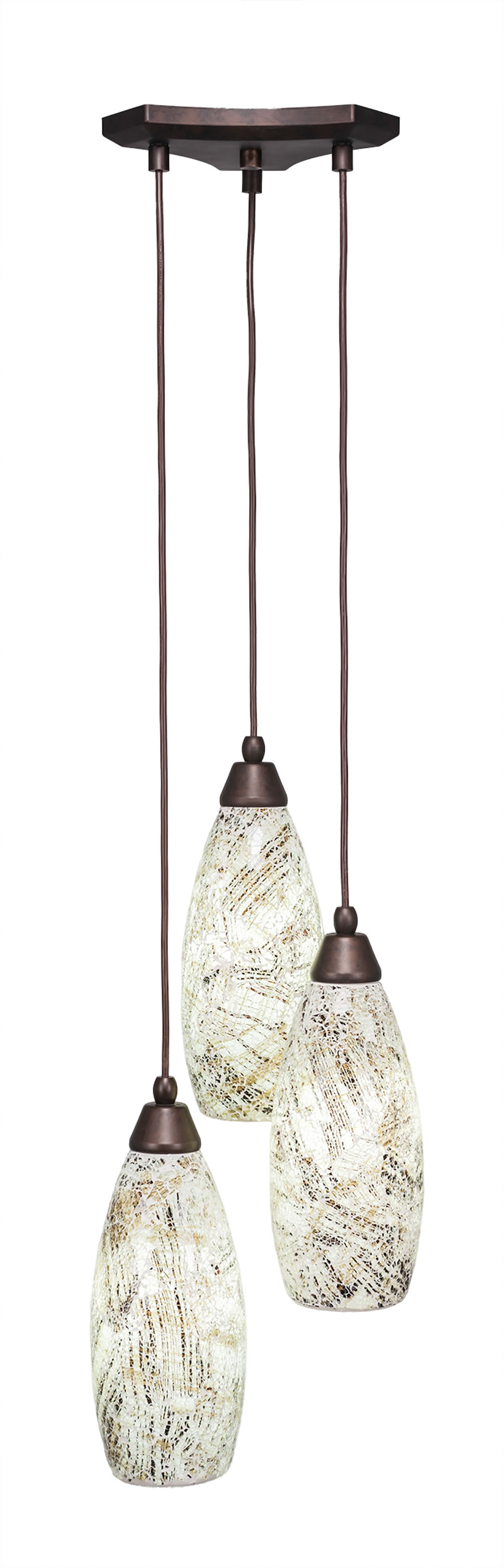 Europa 3 Light Multi Light Mini Pendant Shown In Bronze Finish With 5.5" Natural Fusion Glass