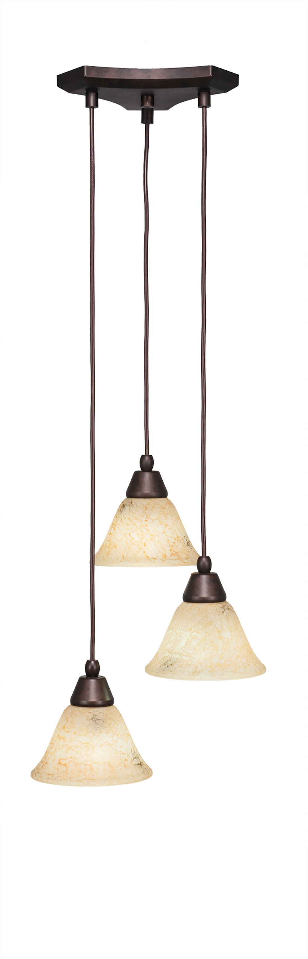 Europa 3 Light Multi Light Mini Pendant Shown In Bronze Finish With 7" Italian Marble Glass