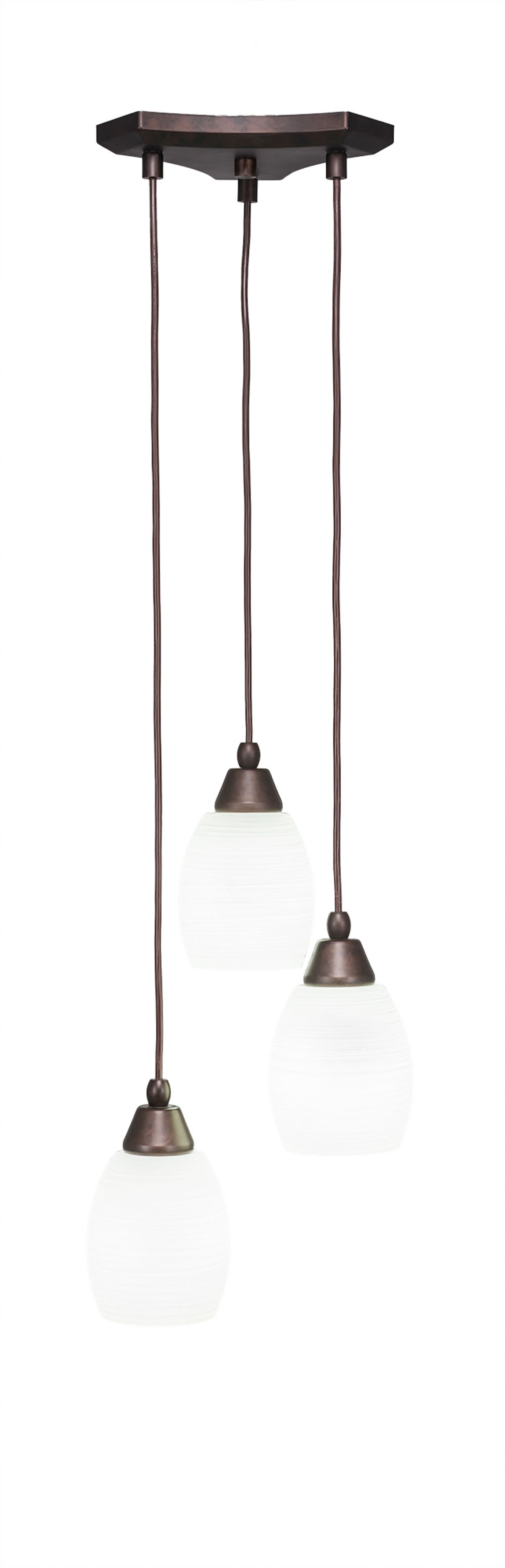 Europa 3 Light Multi Light Mini Pendant Shown In Bronze Finish With 5" White Linen Glass