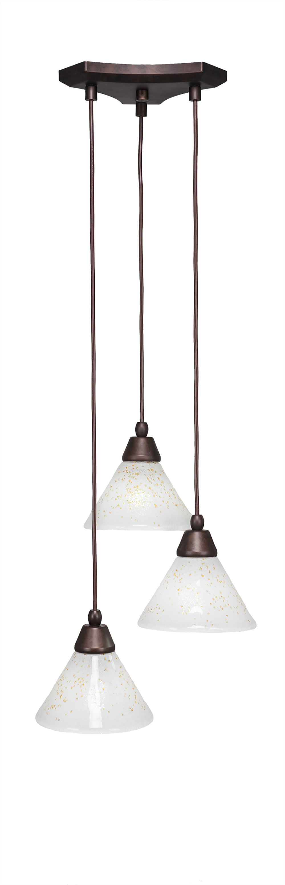 Europa 3 Light Multi Light Mini Pendant Shown In Bronze Finish With 7" Gold Ice Glass