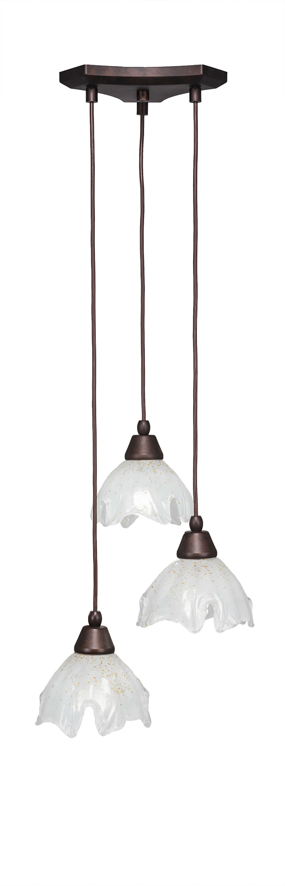 Europa 3 Light Multi Light Mini Pendant Shown In Bronze Finish With 7" Gold Ice Glass
