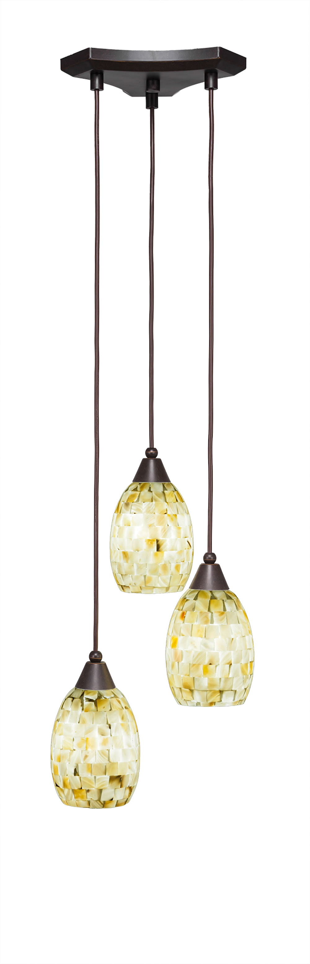 Europa 3 Light Multi Light Mini Pendant Shown In Dark Granite Finish With 5" Ivory Glaze Seashell Glass
