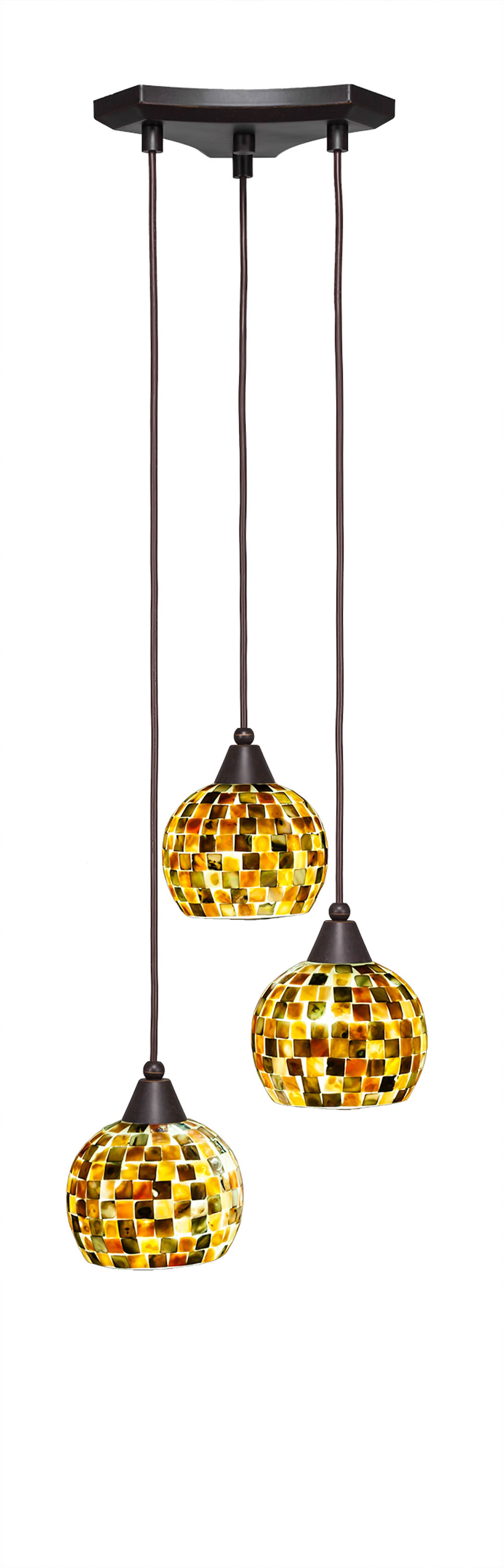 Europa 3 Light Multi Light Mini Pendant Shown In Dark Granite Finish With 6" Sea Mist Seashell Glass