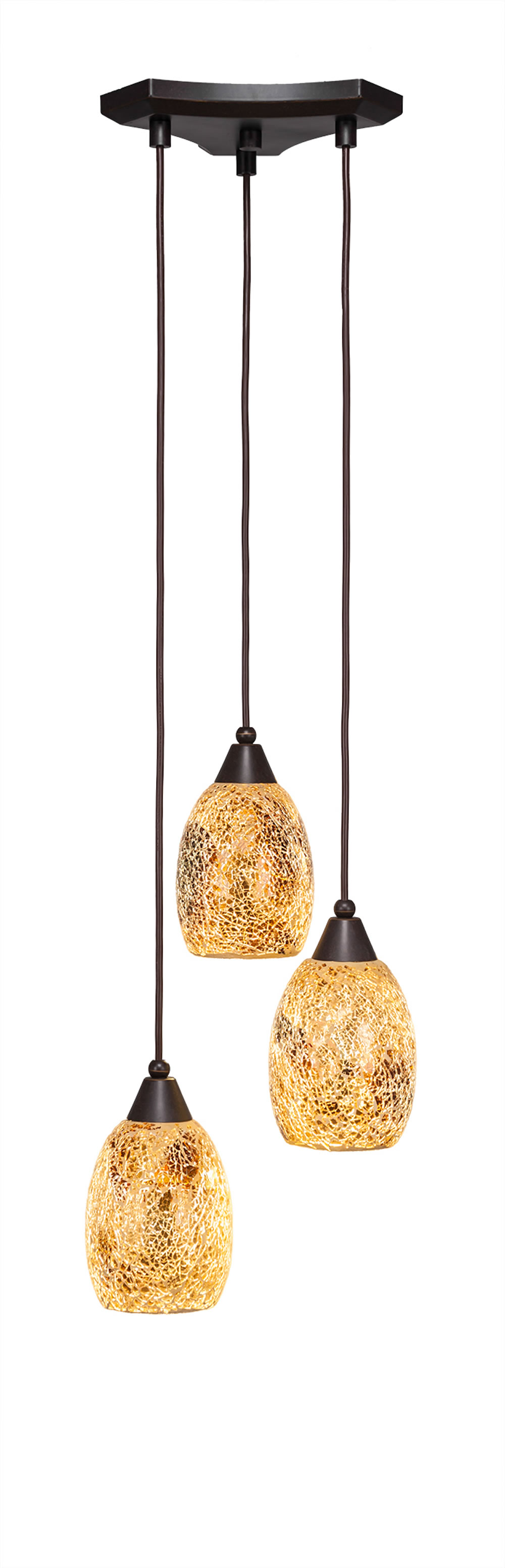 Europa 3 Light Multi Light Mini Pendant Shown In Dark Granite Finish With 5" Gold Fusion Glass