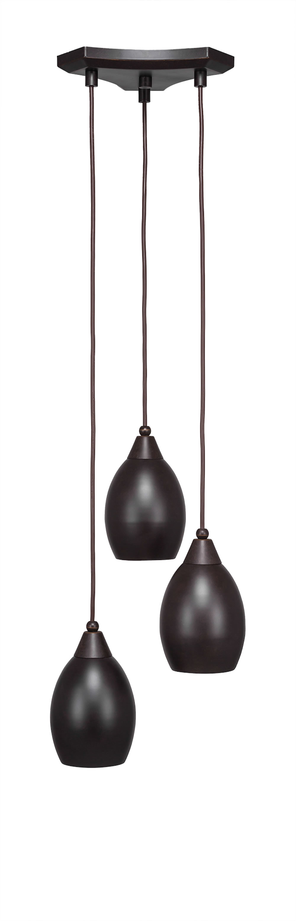 Europa 3 Light Multi Light Mini Pendant Shown In Dark Granite Finish With 5" Dark Granite Oval Metal Shade