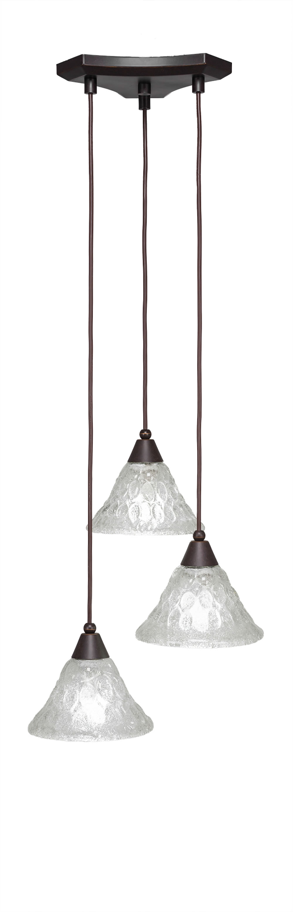 Europa 3 Light Multi Light Mini Pendant Shown In Dark Granite Finish With 7" Italian Bubble Glass