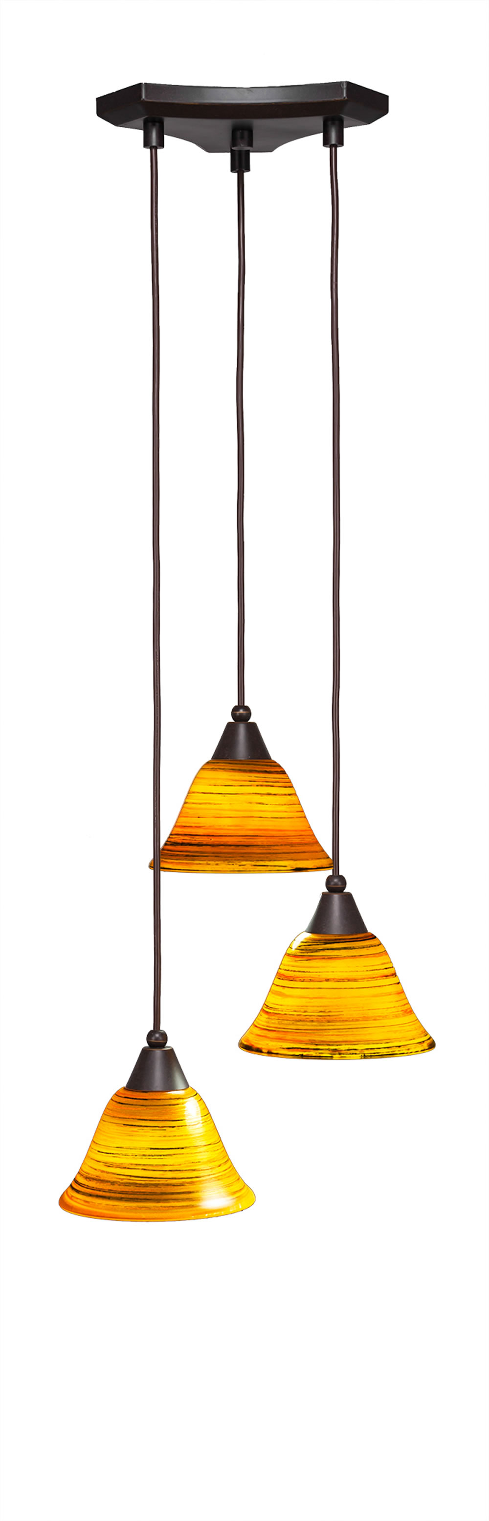 Europa 3 Light Multi Light Mini Pendant Shown In Dark Granite Finish With 7" Firré Saturn Glass