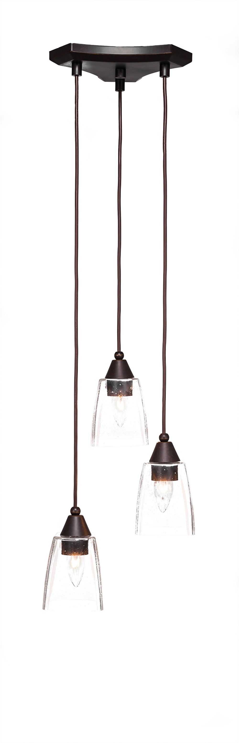 Europa 3 Light Multi Light Mini Pendant Shown In Dark Granite Finish With 4.5" Clear Bubble Glass