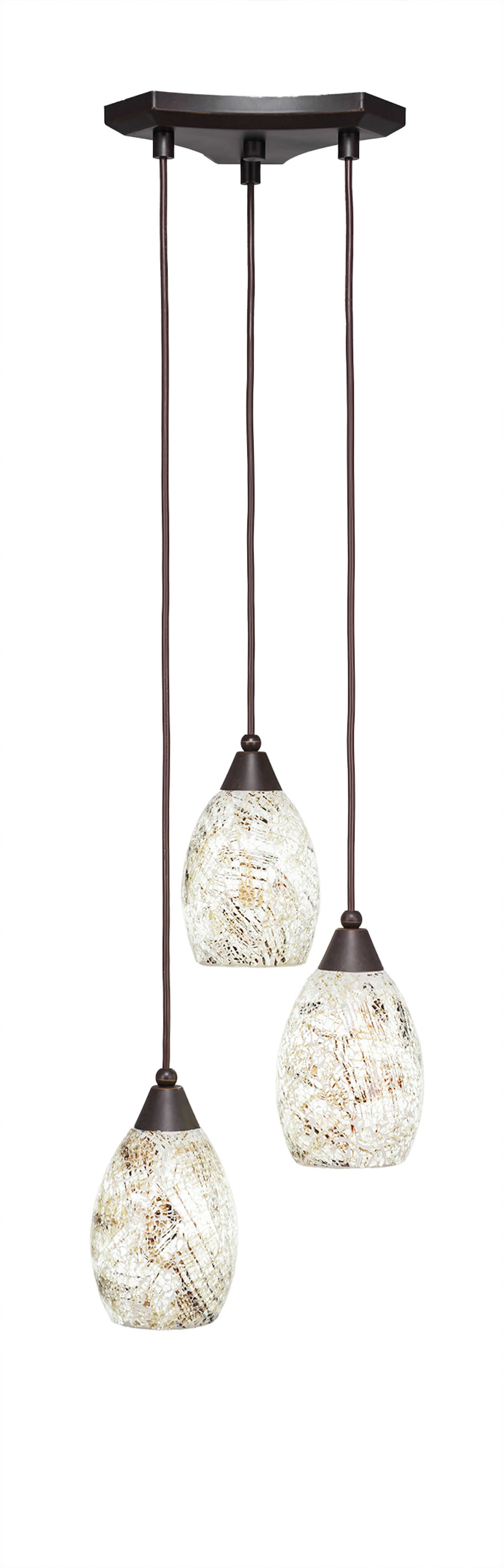 Europa 3 Light Multi Light Mini Pendant Shown In Dark Granite Finish With 5" Natural Fusion Glass