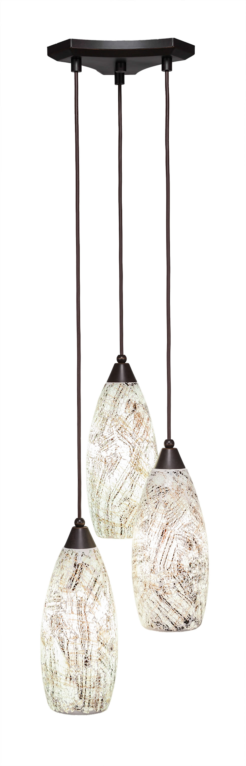 Europa 3 Light Multi Light Mini Pendant Shown In Dark Granite Finish With 5.5" Natural Fusion Glass