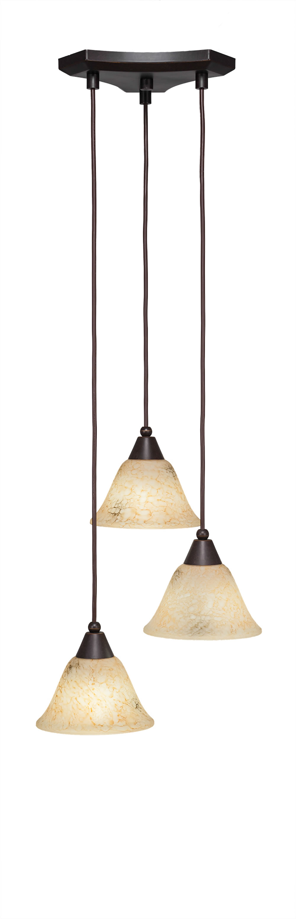 Europa 3 Light Multi Light Mini Pendant Shown In Dark Granite Finish With 7" Italian Marble Glass
