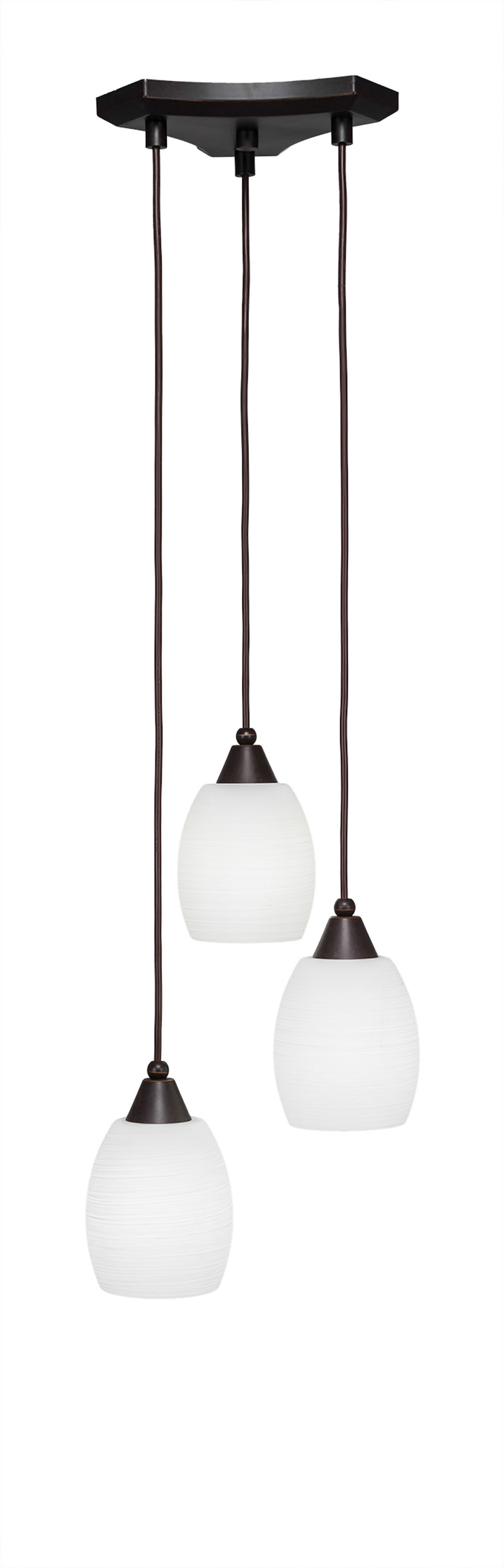 Europa 3 Light Multi Light Mini Pendant Shown In Dark Granite Finish With 5" White Linen Glass