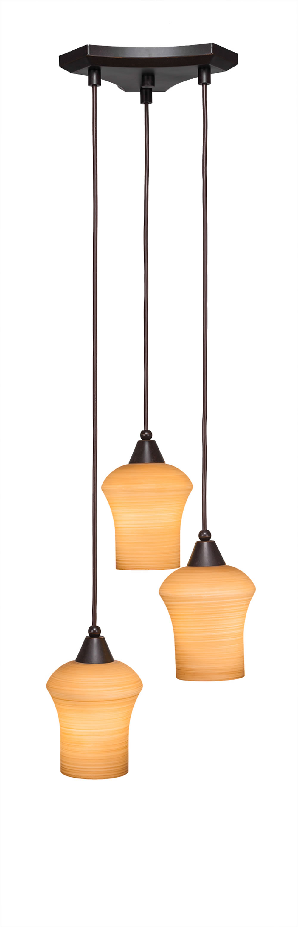 Europa 3 Light Multi Light Mini Pendant Shown In Dark Granite Finish With 5.5" Zilo Cayenne Linen Glass