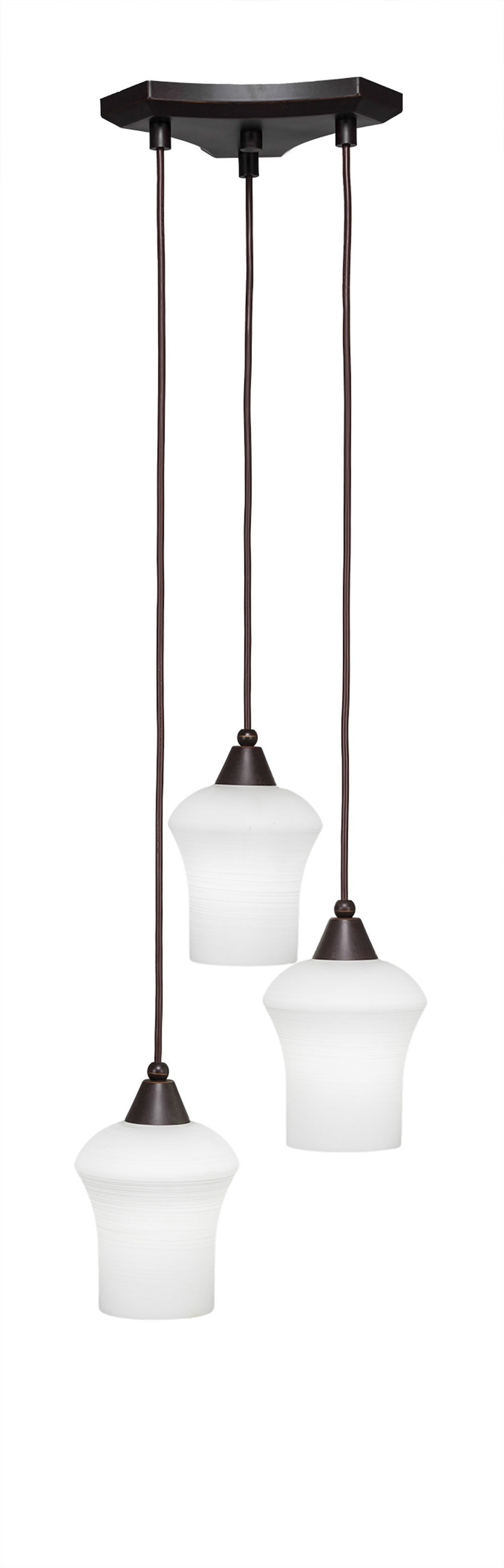 Europa 3 Light Multi Light Mini Pendant Shown In Dark Granite Finish With 5.5" Zilo White Linen Glass